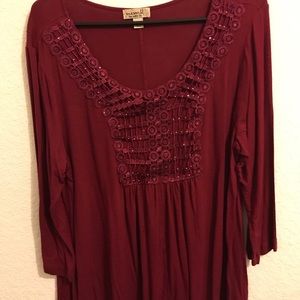 Burgundy with lace in front